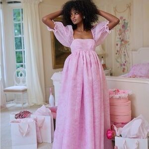 Selkie Pink Puff Sleeve Dress